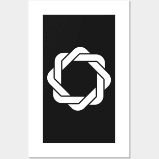 White Interlocking Squares Posters and Art